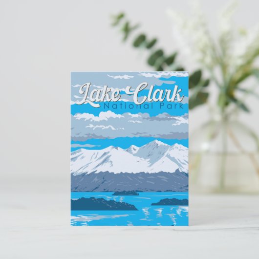 Lake Clark National Park Illustratie Reiskunst Briefkaart (Staand voorkant)