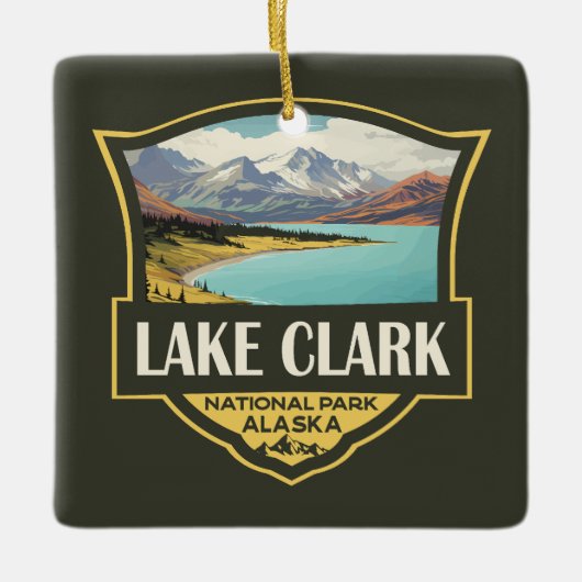 Lake Clark National Park Illustratie Reiskunst Keramisch Ornament (Voorkant)