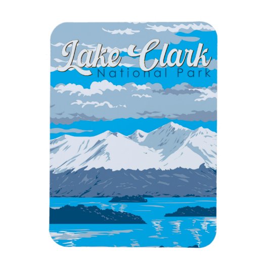 Lake Clark National Park Illustratie Reiskunst Magneet (Verticaal)