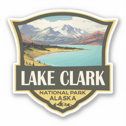 Lake Clark National Park Illustratie Reiskunst Sticker (Voorkant)