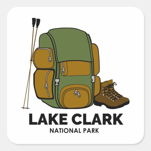 Lake Clark National Park rugzak Vierkante Sticker (Voorkant)