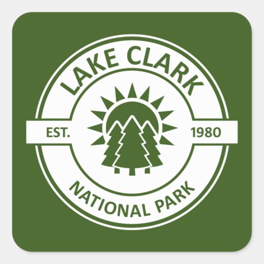 Lake Clark National Park Sun Trees Vierkante Sticker (Voorkant)