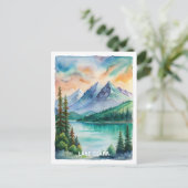 Lake Clark National Park Watercolor Painting Briefkaart (Staand voorkant)