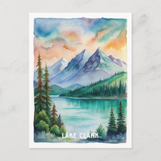 Lake Clark National Park Watercolor Painting Briefkaart (Voorkant)