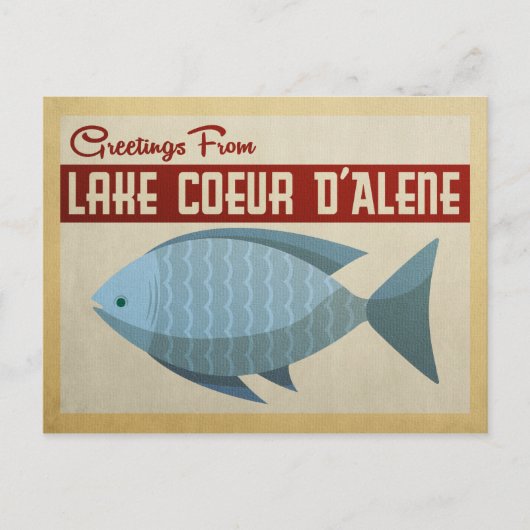 Lake Coeur d'Alene Blue Fish Vintage Travel Briefkaart (Voorkant)