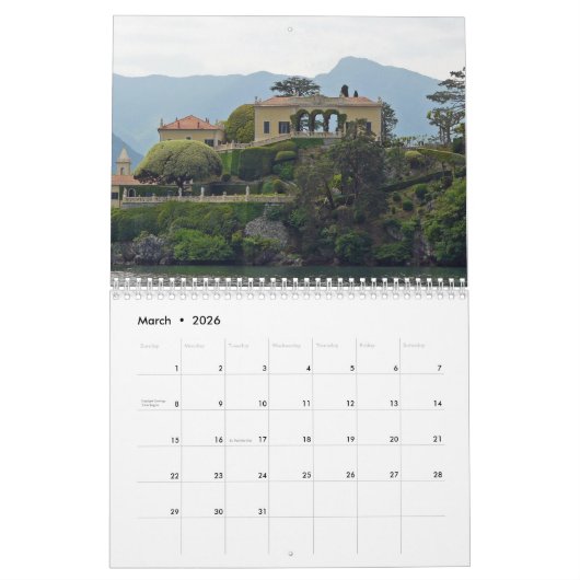 Lake Como and Lake Garda 2026 calendar Kalender (Mar 2026)