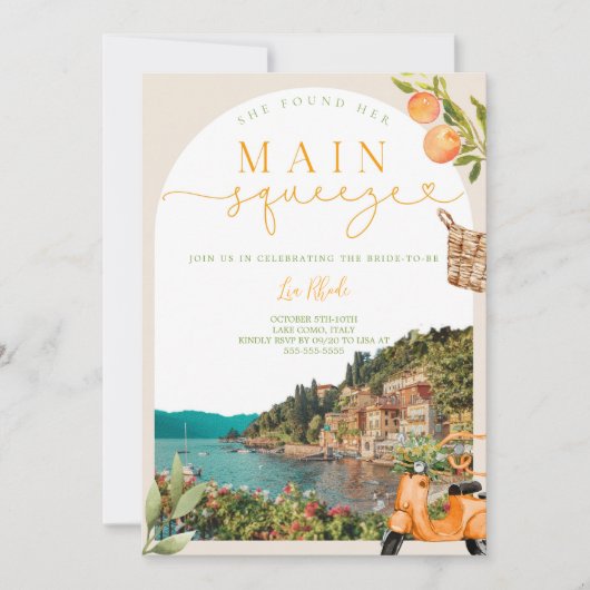 Lake Como Bachelorette Weekend Uitnodiging (Voorkant)