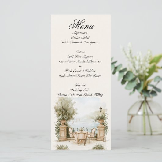 Lake Como Calligraphy Menu (Staand voorkant)