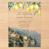 Lake Como Citroenen Italiaanse Bruiloft Acryl Uitnodigingen (Voorkant)