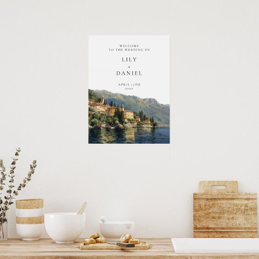 Lake Como Italiaanse bruiloft welkom teken Poster (Keuken)