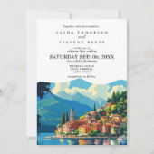 Lake Como Italië bruiloft uitnodiging Retro (Voorkant)