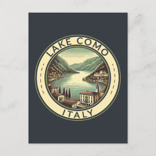 Lake Como Italië Illustratie Travel Art Badge Briefkaart