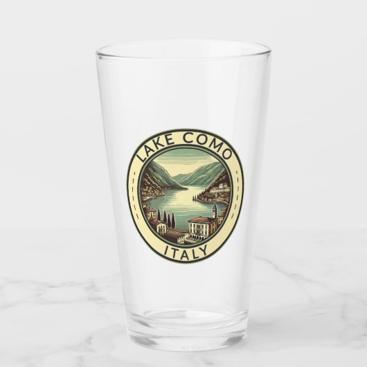 Lake Como Italië Illustratie Travel Art Badge Glas (Voorkant)