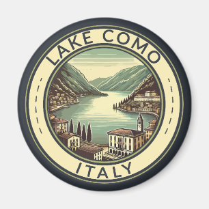 Lake Como Italië Illustratie Travel Art Badge Magneet