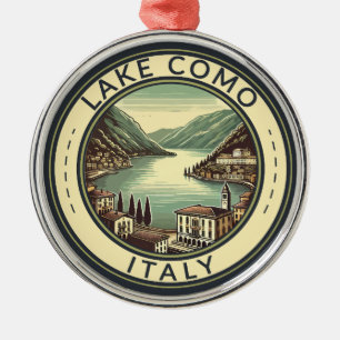 Lake Como Italië Illustratie Travel Art Badge Metalen Ornament