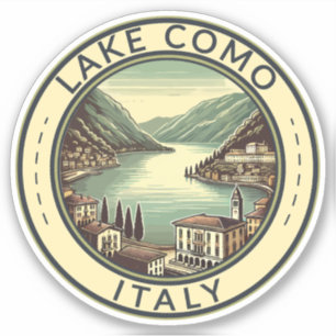 Lake Como Italië Illustratie Travel Art Badge Sticker