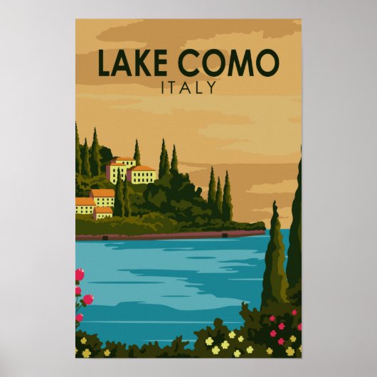 Lake Como Italië Retro  Poster (Voorkant)
