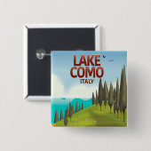 Lake Como Italië rijdt briefkaart. Vierkante Button 5,1 Cm (Voorkant /achterkant)