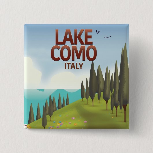 Lake Como Italië rijdt briefkaart. Vierkante Button 5,1 Cm (Voorkant)