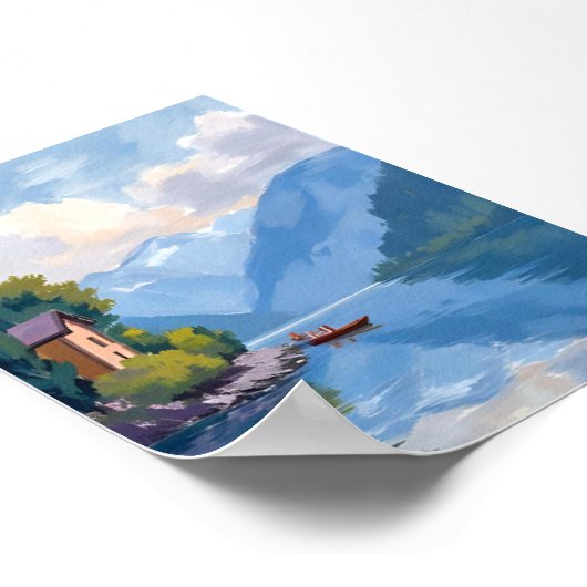 Lake Como, Italië Schilderen Art Poster Print (Hoek)