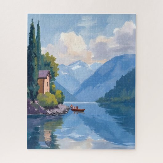 Lake Como, Italië Schilderij Legpuzzel (Verticaal)