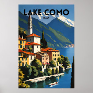 Lake Como Italië Traditionele reizen poster