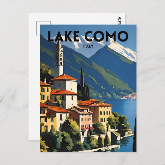 Lake Como Italië Traditionele reizen poster Briefkaart (Voorkant / Achterkant)