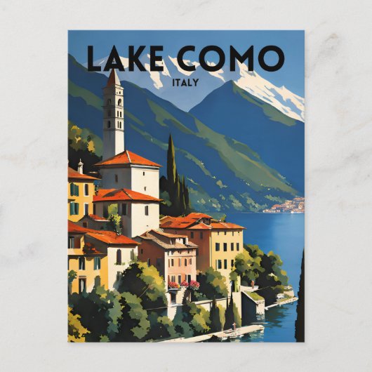Lake Como Italië Traditionele reizen poster Briefkaart (Voorkant)