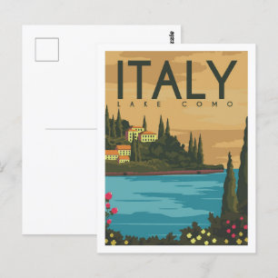 Lake Como Italië Travel Place Illustratie Briefkaart
