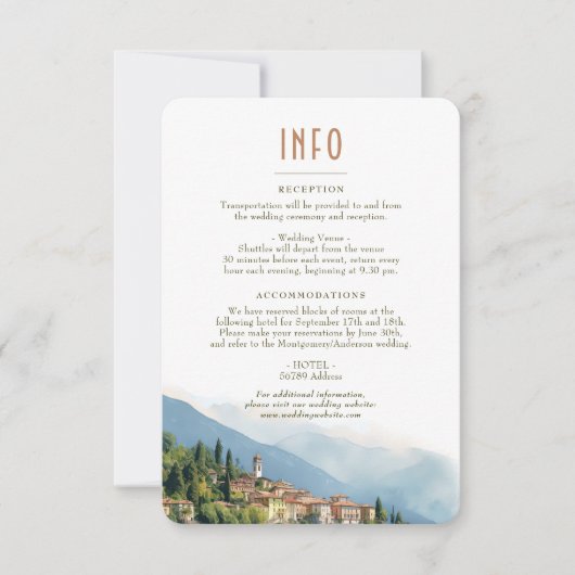 Lake Como Italy Destination Insert INFO Details in Kaart (Voorkant)
