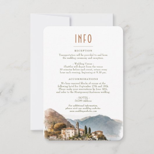 Lake Como Italy Destination Insert INFO Details Kaart (Voorkant)