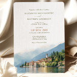 Lake Como Italy Destination Wedding Invitation Kaart<br><div class="desc">Deze voortreffelijke waterverf bruiloft-uitnodiging beschrijft de schoonheid en romance van het Comomeer in Italië. De verbluffende illustratie van de waterverf van het iconische meer wordt aangevuld met elegante typografie, waarbij alle belangrijke details van uw speciale dag aan de voorkant van de kaart worden bekendgemaakt. Ideaal voor paren die een bestemmingsbruiloft...</div>