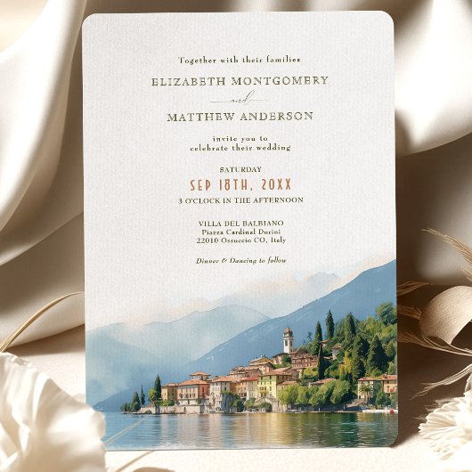 Lake Como Italy Destination Wedding Invitation Kaart