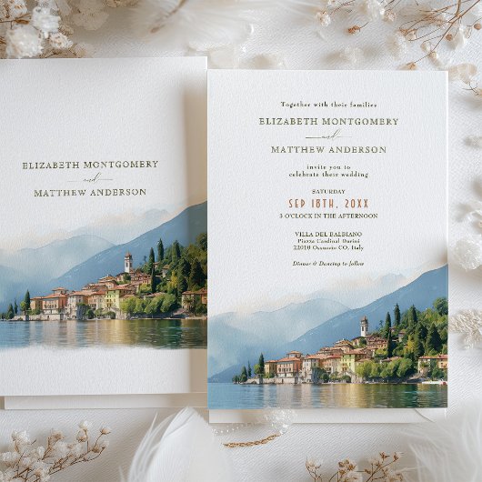 Lake Como Italy Destination Wedding Invitation Kaart