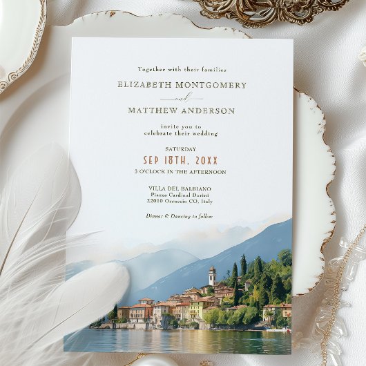 Lake Como Italy Destination Wedding Invitation Kaart