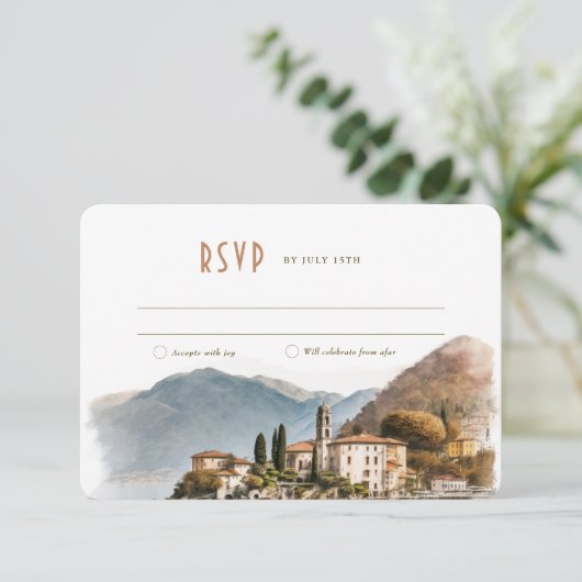 Lake Como Italy RSVP Wedding Insert Destination Kaart (Staand voorkant)