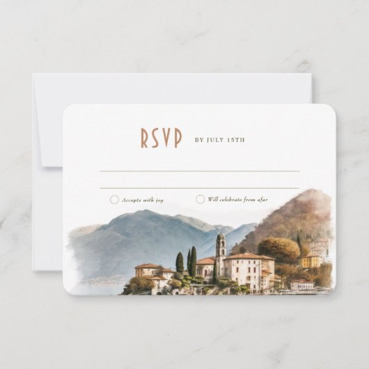 Lake Como Italy RSVP Wedding Insert Destination Kaart (Voorkant)