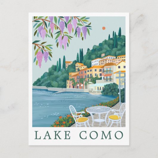 Lake Como Italy Travel Illustration Briefkaart (Voorkant)