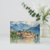 Lake Como Italy - Watercolor Splash Painting Briefkaart (Staand voorkant)
