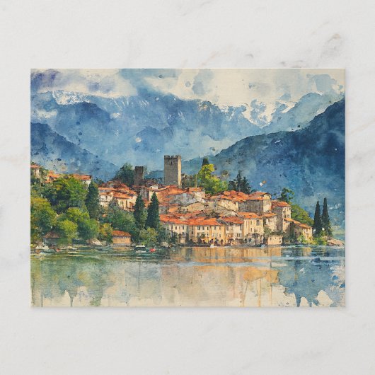 Lake Como Italy - Watercolor Splash Painting Briefkaart (Voorkant)