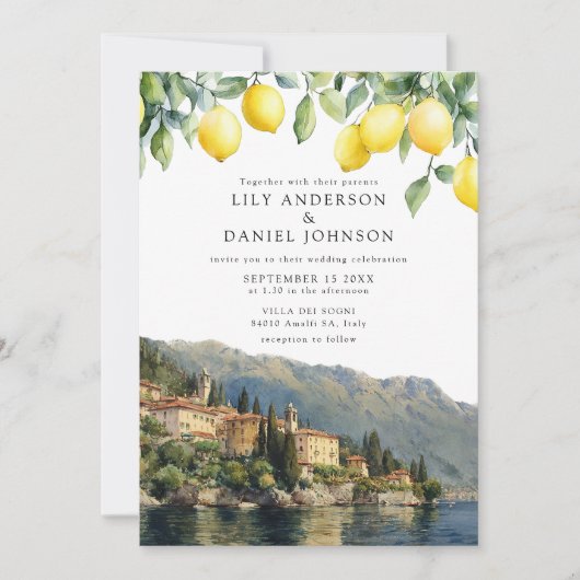 Lake Como Lemons Italian All In One Wedding Kaart (Voorkant)