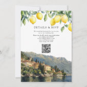 Lake Como Lemons Italian QR Code Wedding Kaart (Achterkant)