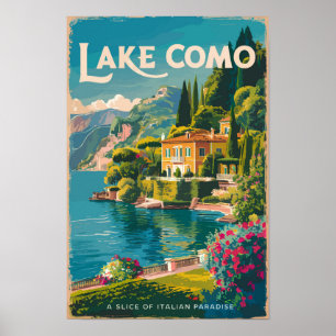 Lake Como Schilderachtige Reis Kunst Vintage Poster