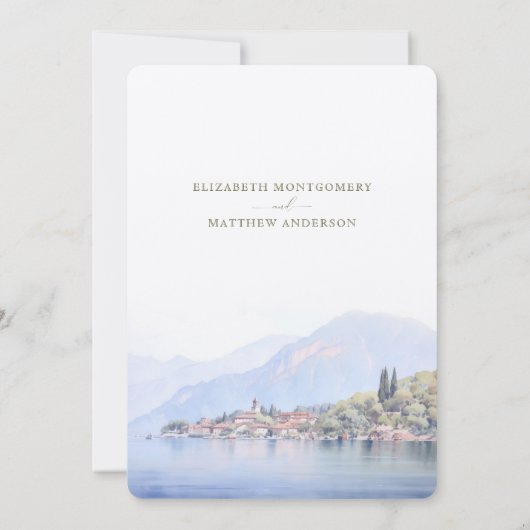 Lake Como Serenity Waterverf Save the Date Kaart (Achterkant)