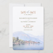 Lake Como Serenity Waterverf Save the Date Kaart (Voorkant)