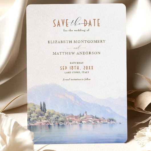 Lake Como Serenity Waterverf Save the Date Kaart