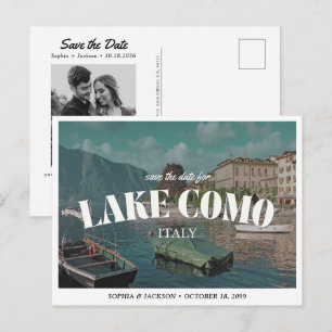 Lake Como Trouwkaart Save the Date Retro Bestemmin Briefkaart