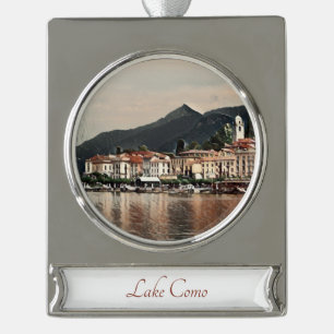 Lake Como Waterverf schilderij kunst Ornament Verzilverd Banner Ornament