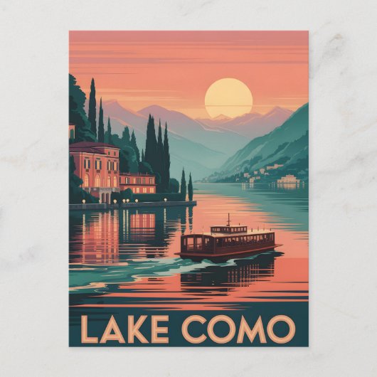Lake Como zonsondergang Briefkaart (Voorkant)