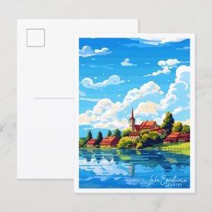 Lake Constance Duitsland vintage reisillustratie Briefkaart